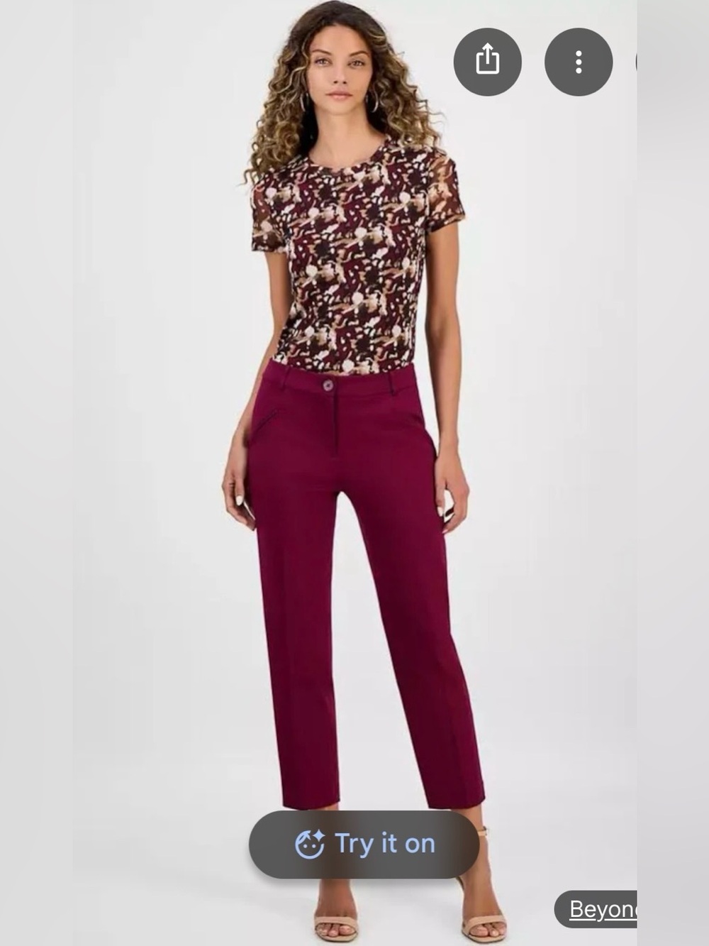 Bar III Burgundy Women's Compression High-Rise Straight-Leg Pants size 4